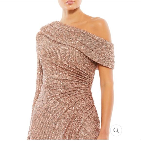 Mac Duggal Sequined Drop Shoulder Faux Wrap Gown - Copper - 4 - New with tags - Picture 3 of 11